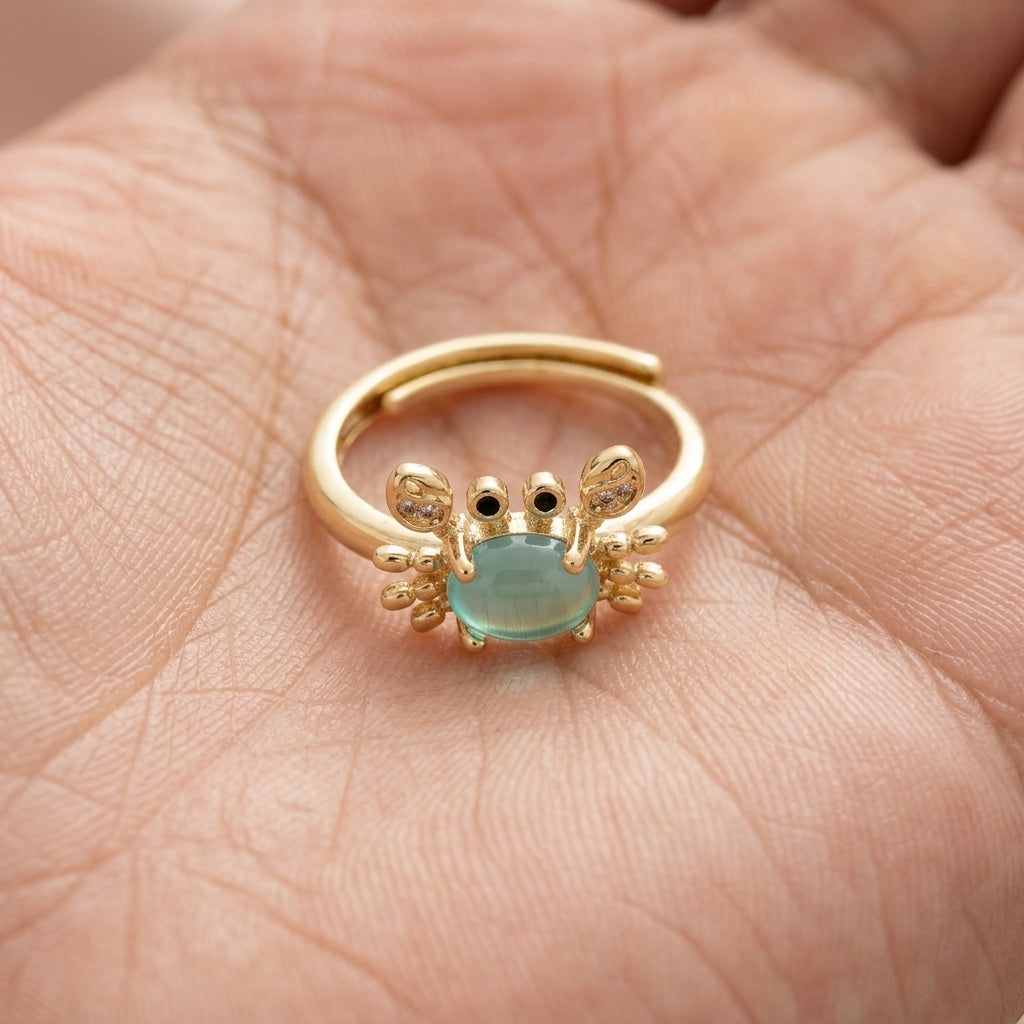 Adjustable Cute Mini Crab Ring
