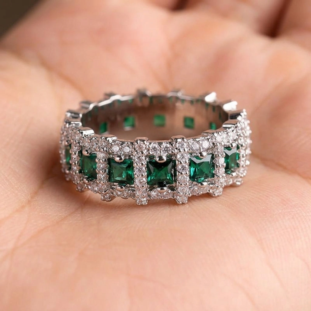 Statement Emerald & Diamond Accented Ring