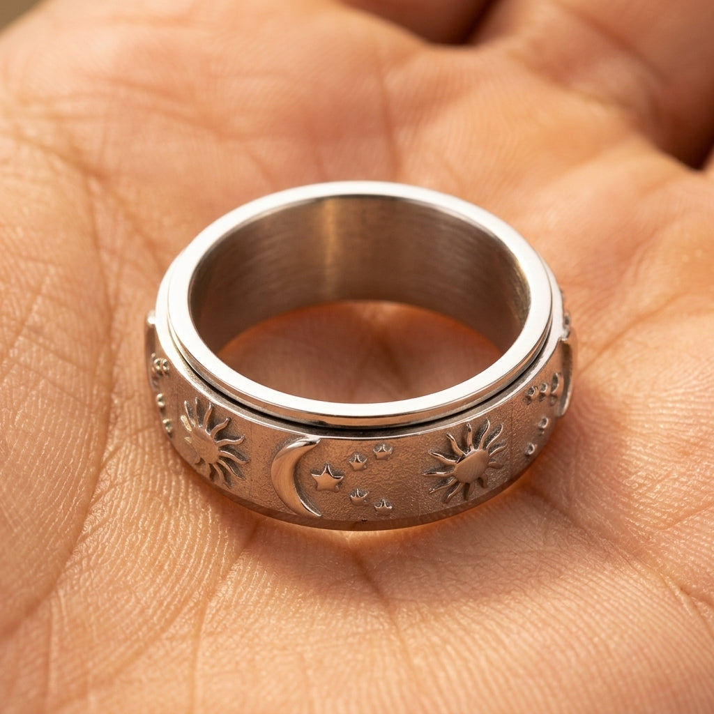 Spinning Anxiety Relief Astrology Sun & Moon Ring