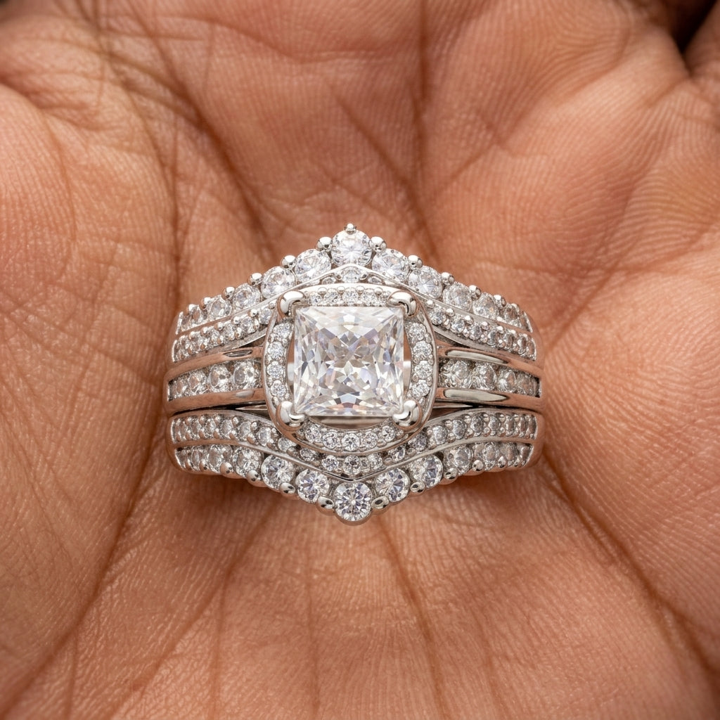 Statement Princess Cut Square Center Ring