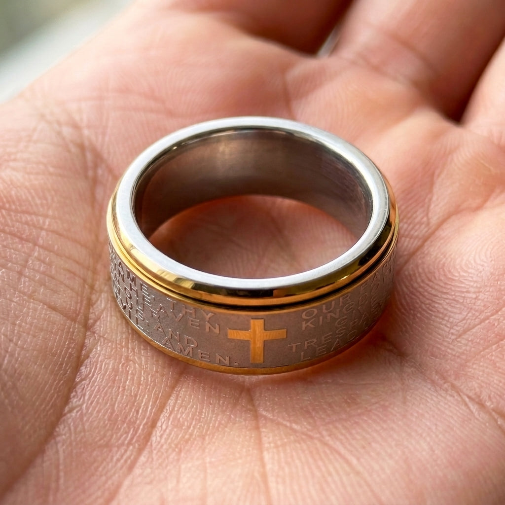 Cross Lord's Prayer Ring
