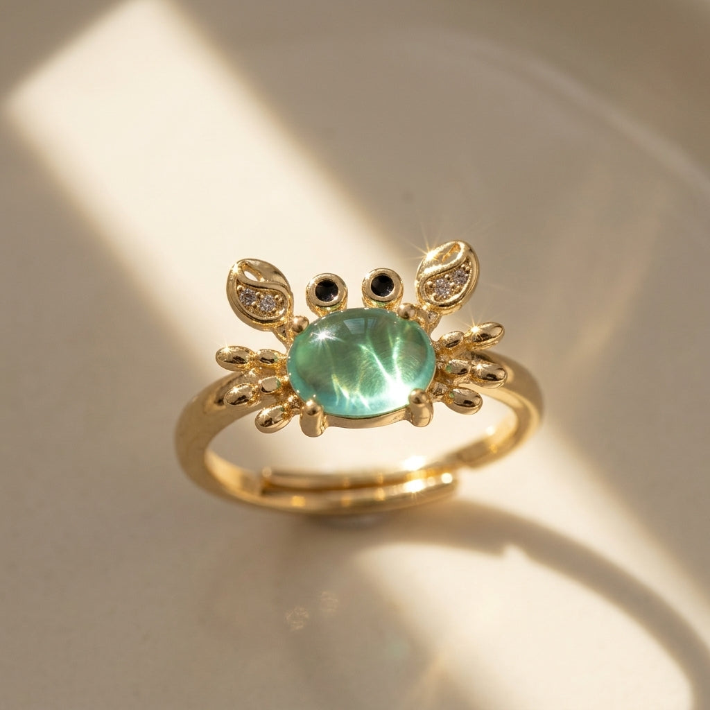 Adjustable Cute Mini Crab Ring