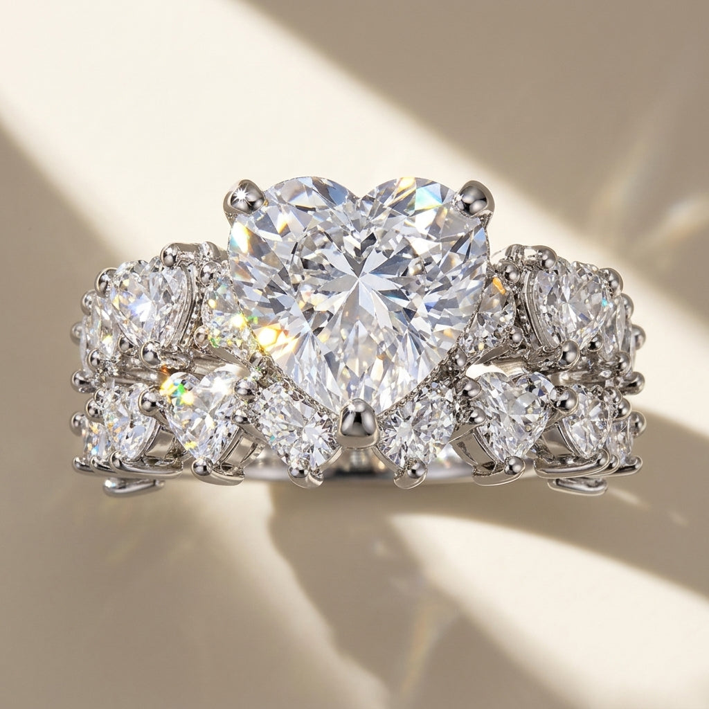 2pc Statement Heart Ring Stack