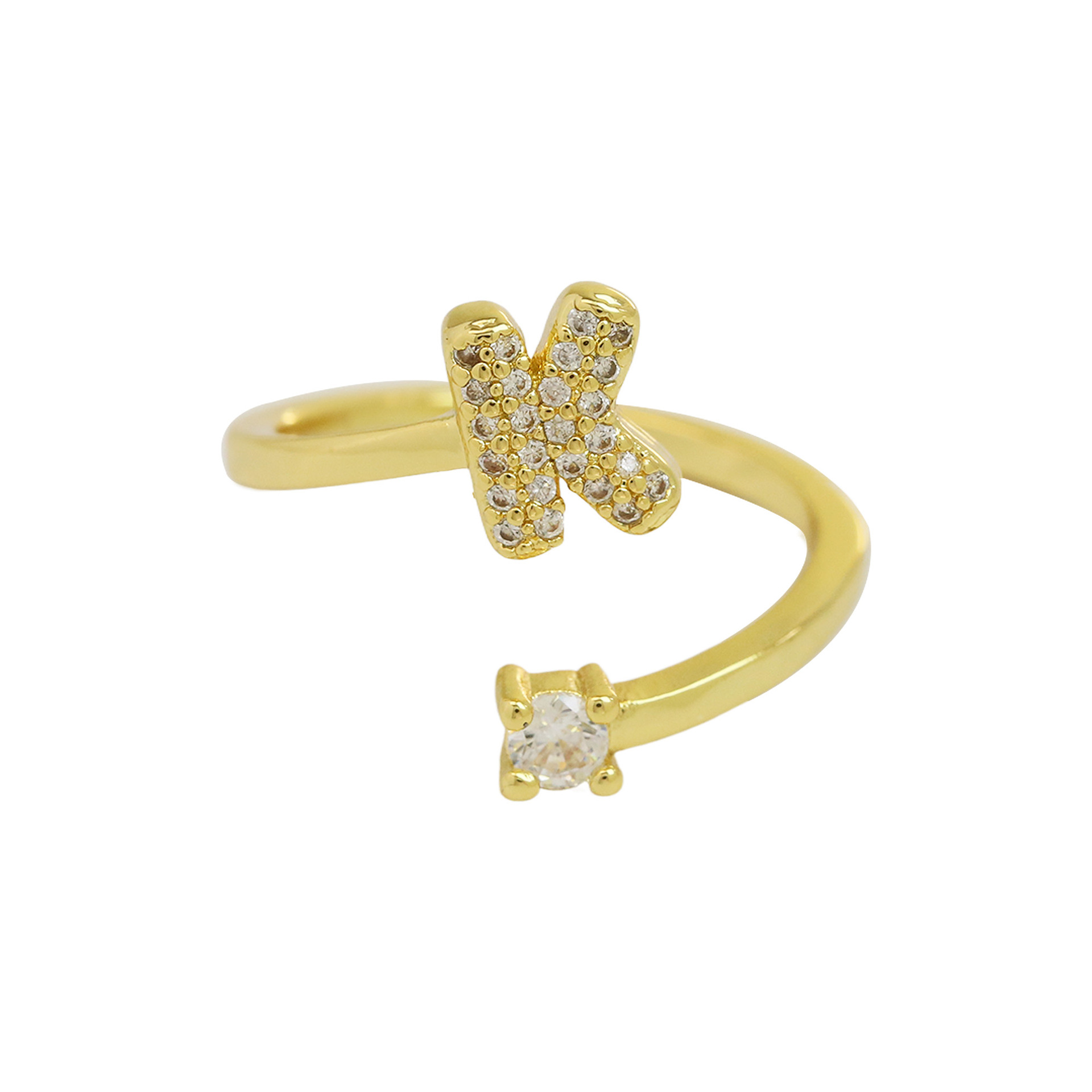 Dainty Bubble Diamond Wrap Initial Ring