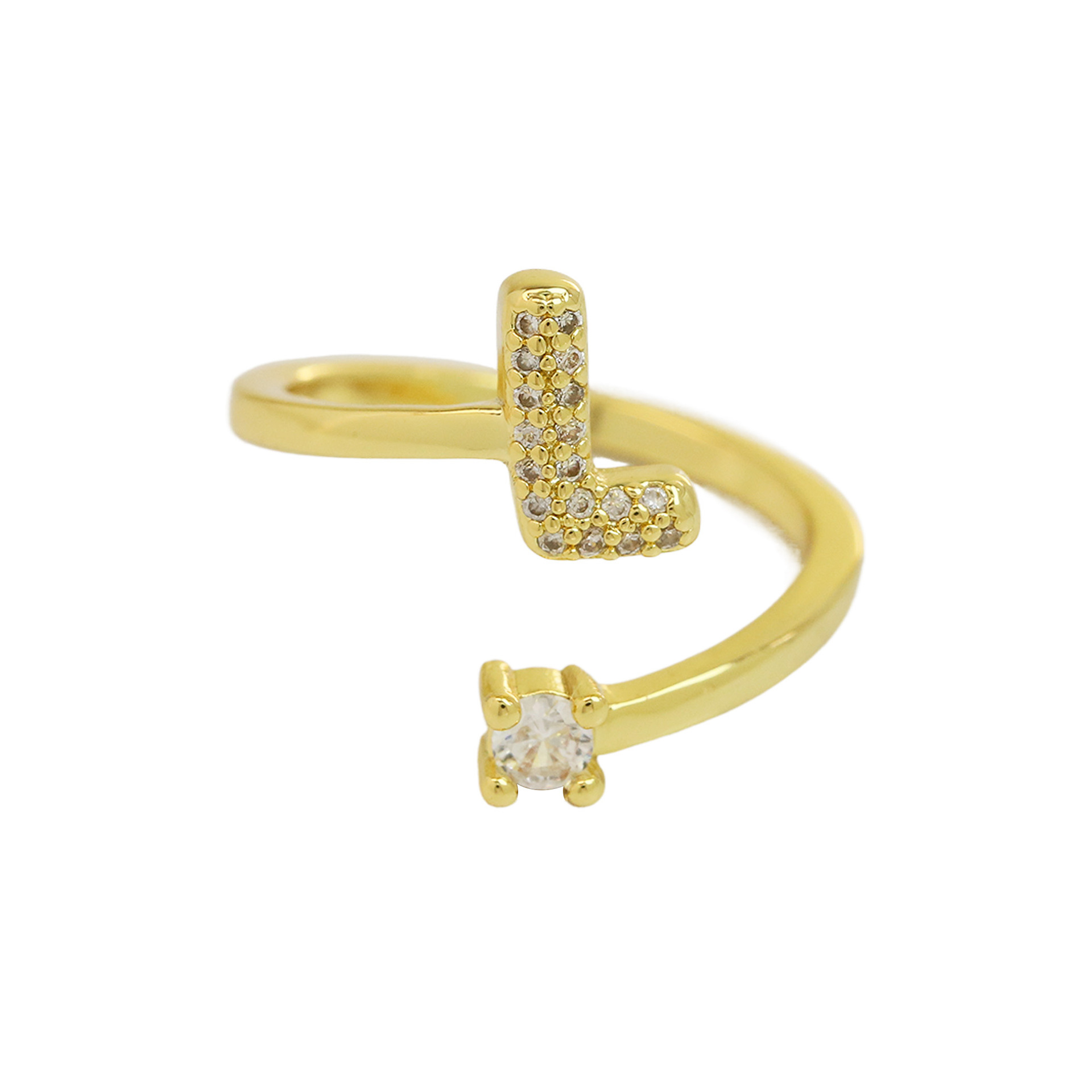 Dainty Bubble Diamond Wrap Initial Ring