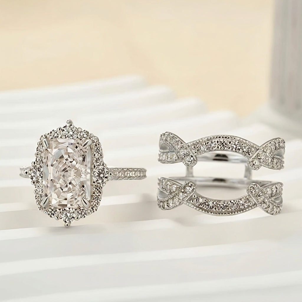 2pc Stackable Princess Cut Ring Set