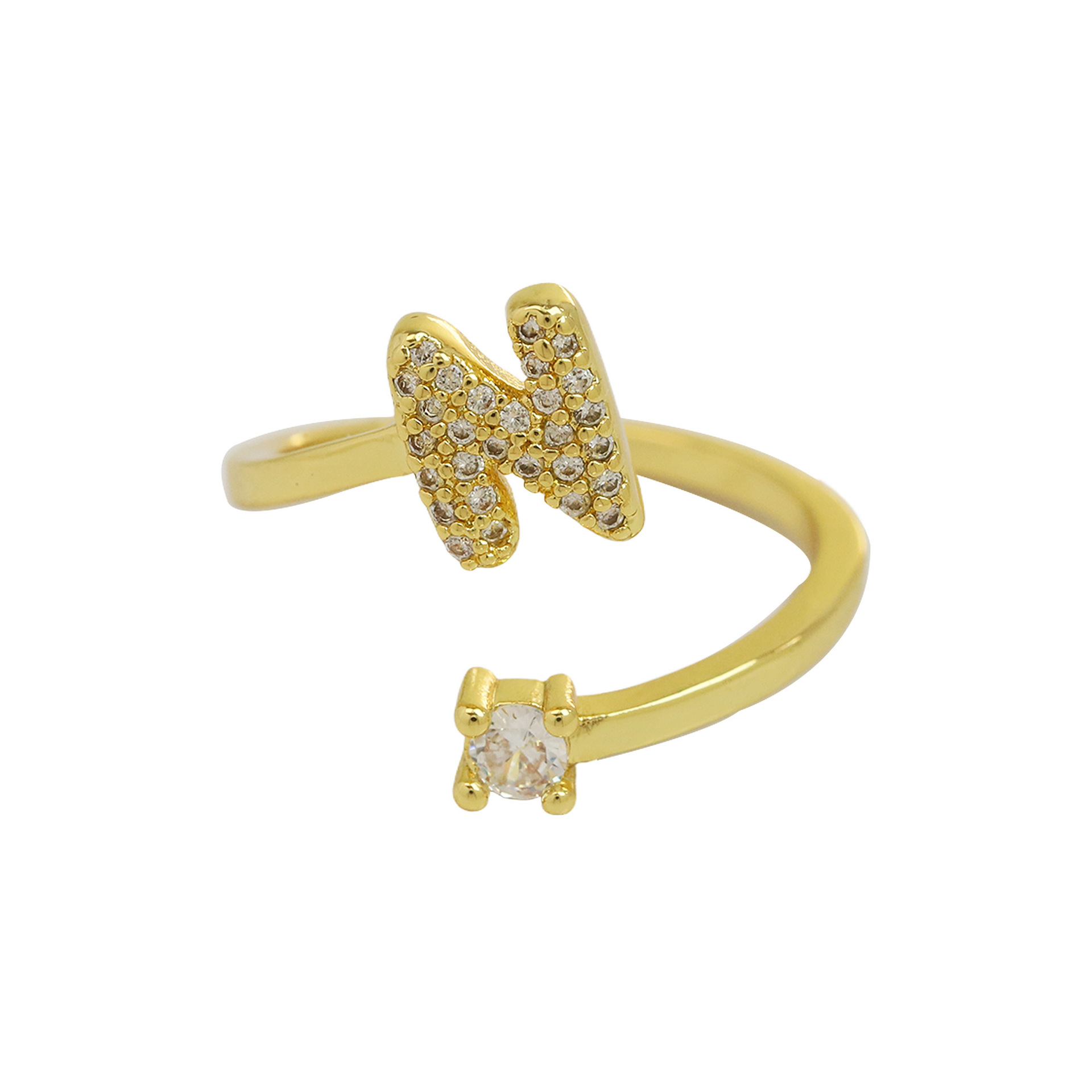 Dainty Bubble Diamond Wrap Initial Ring