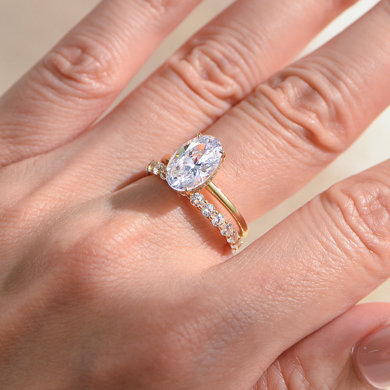 S925 2pc 4.5CT Solitare Oval Ring