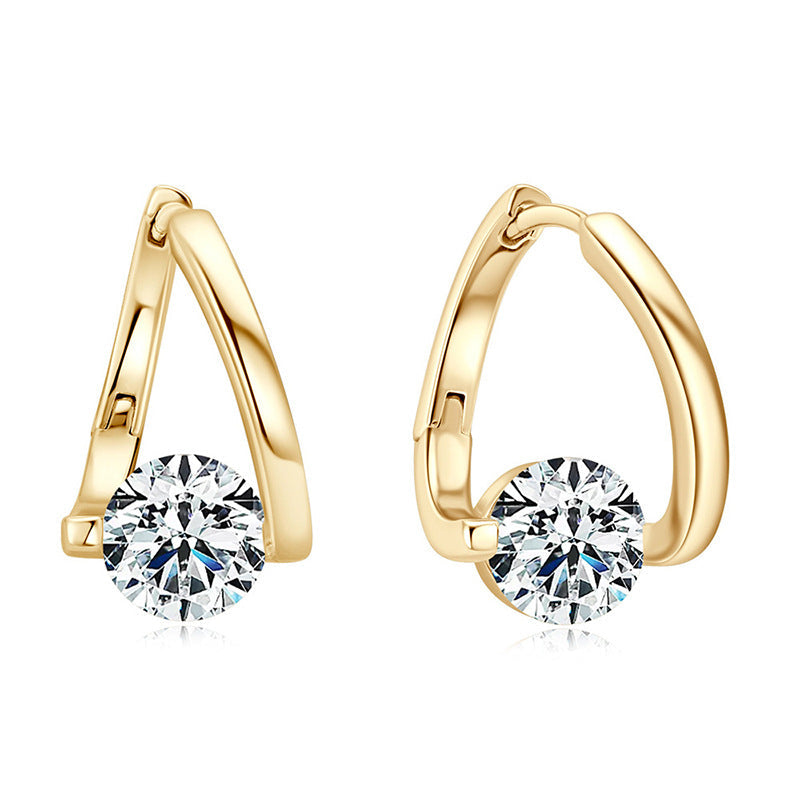 14k Curved Diamond Set Earrings