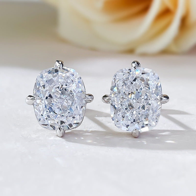 Chunky Rectangle Diamond Stud Earrings