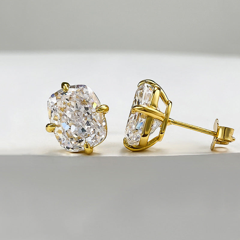 Chunky Rectangle Diamond Stud Earrings