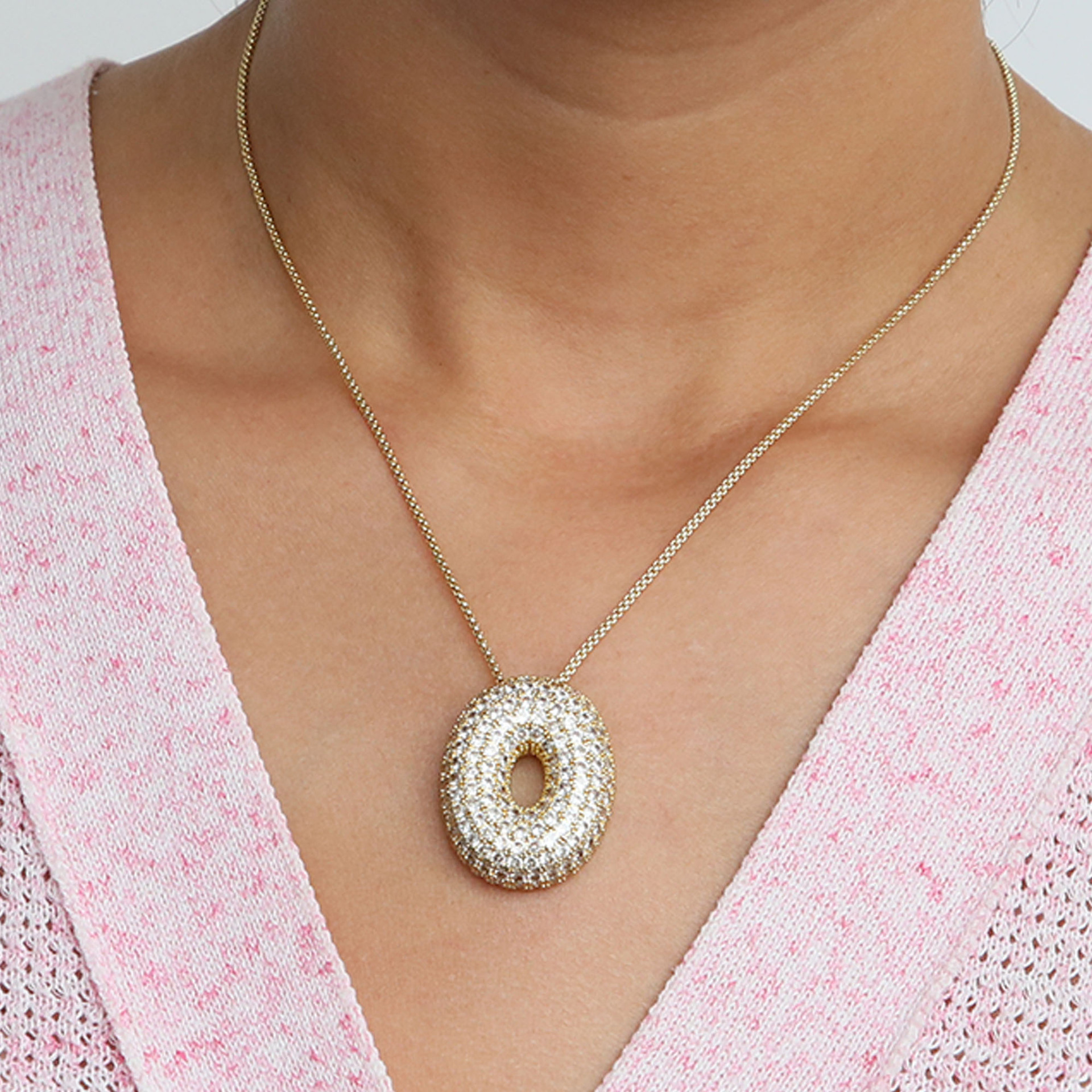 Chunky Bubble Diamond Dazzle Initial Necklaces