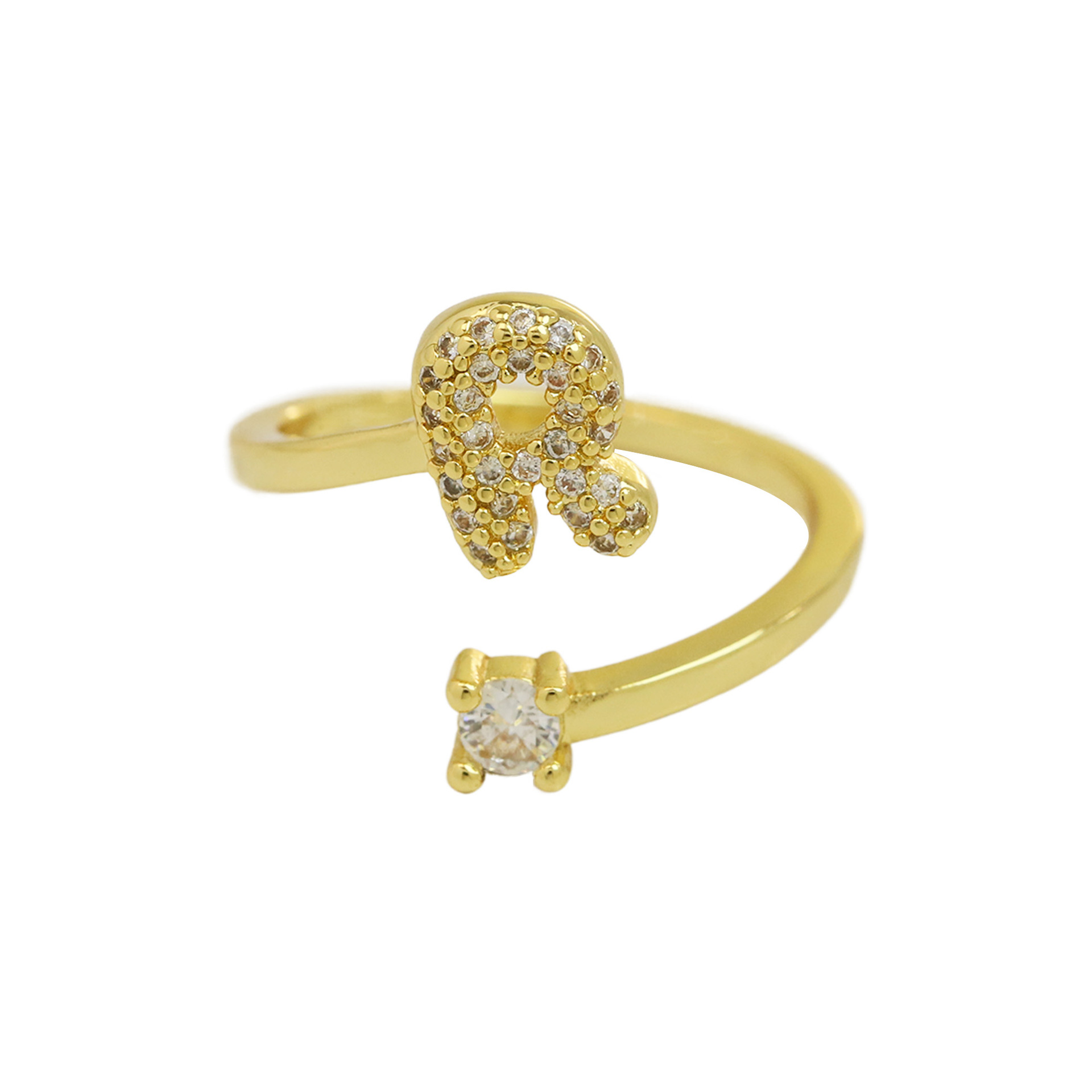 Dainty Bubble Diamond Wrap Initial Ring