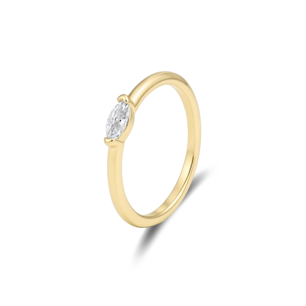 Minimal Oval Stone Set Ring