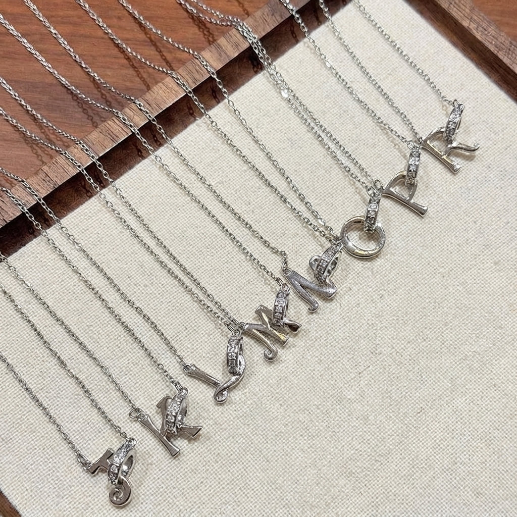Dainty Forever Connected Initial Halo Necklace
