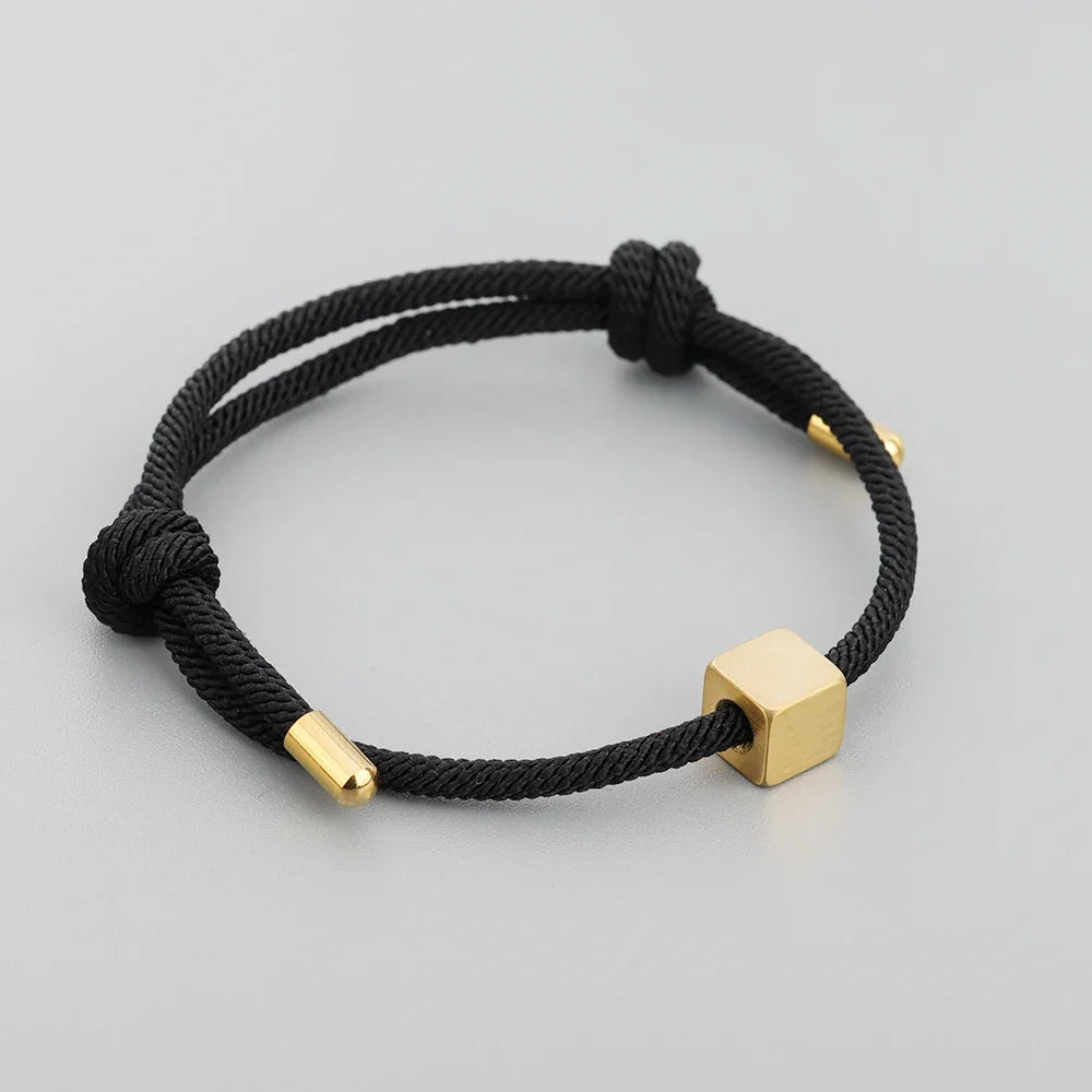 Adjustable Couples Box Letter Initial Bracelets