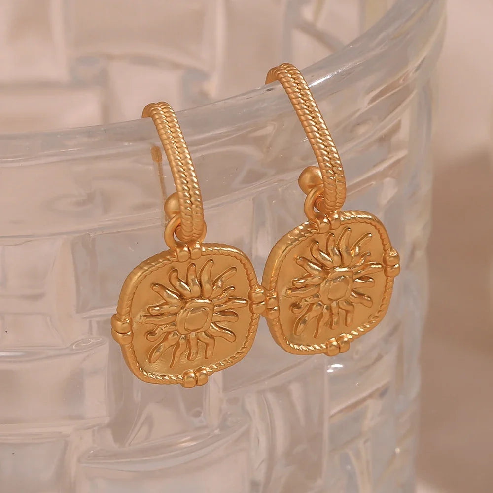 Dainty Sun Charm Textured Earring