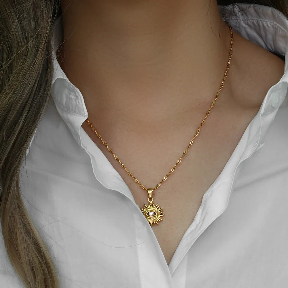Dainty Diamond Evil Eye Necklace