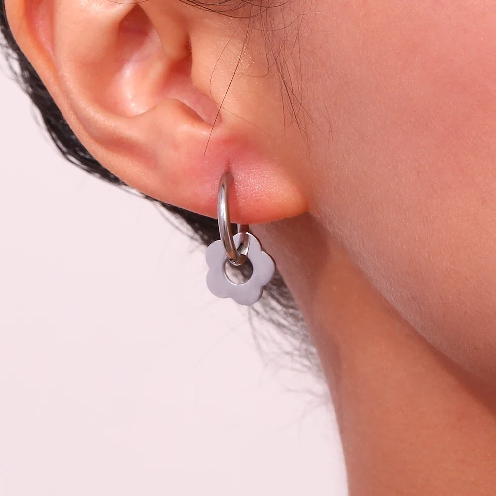 Dainty Floral Huggie Hoop Earrings