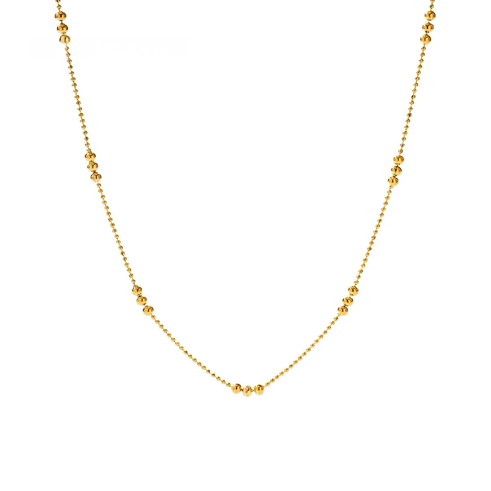 16k Dainty Triple Bead Accent Necklace