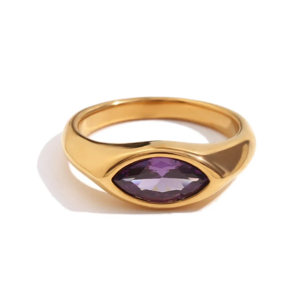 18k Oval Diamond Cut Ring