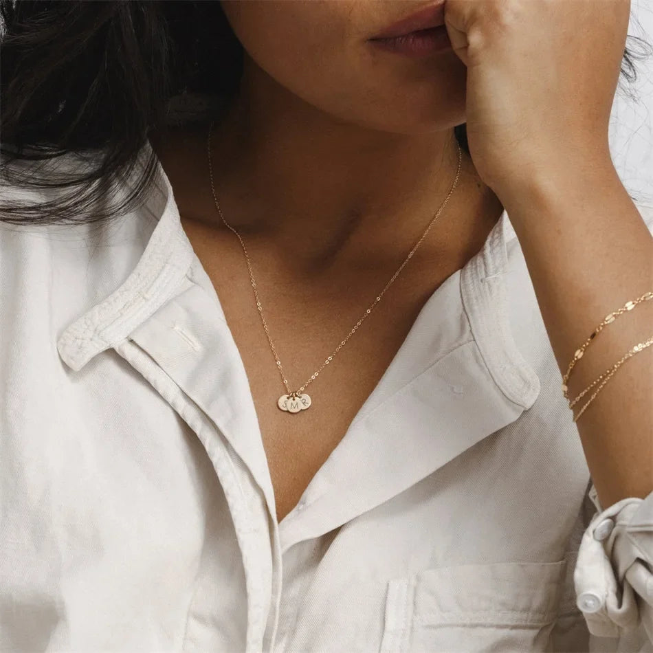 Dainty Personalized Disc Initial Necklace