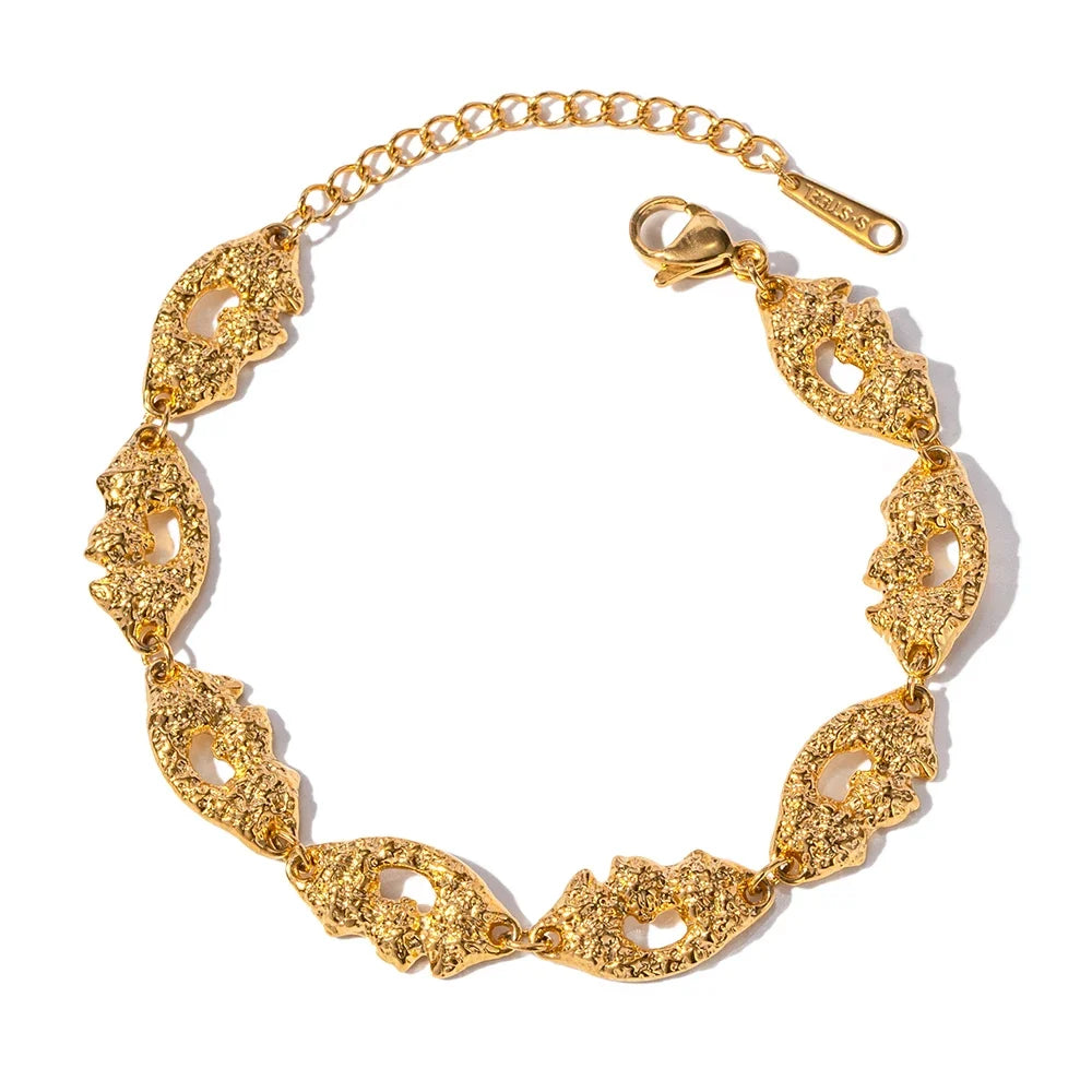 18k Melted Speckled Gold Bracelet