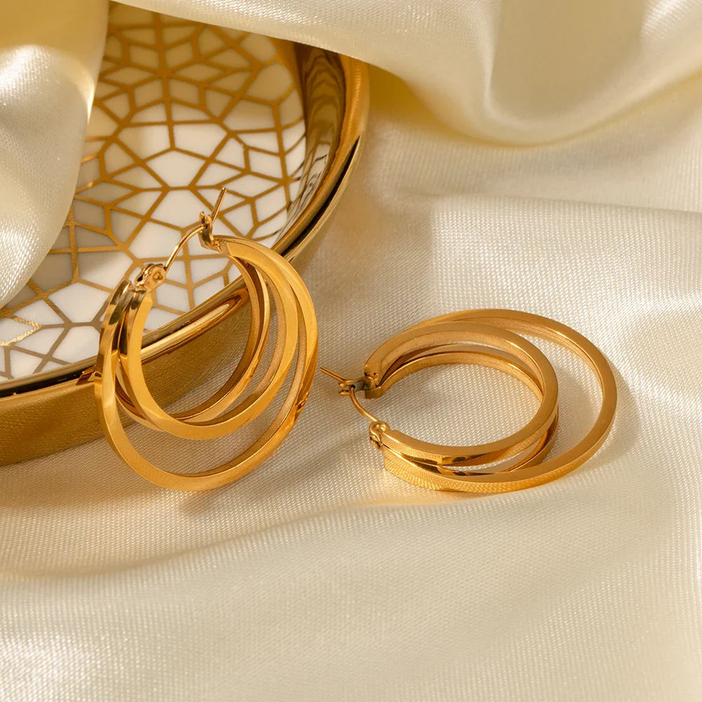 18k Triple Layer Hoop Earrings