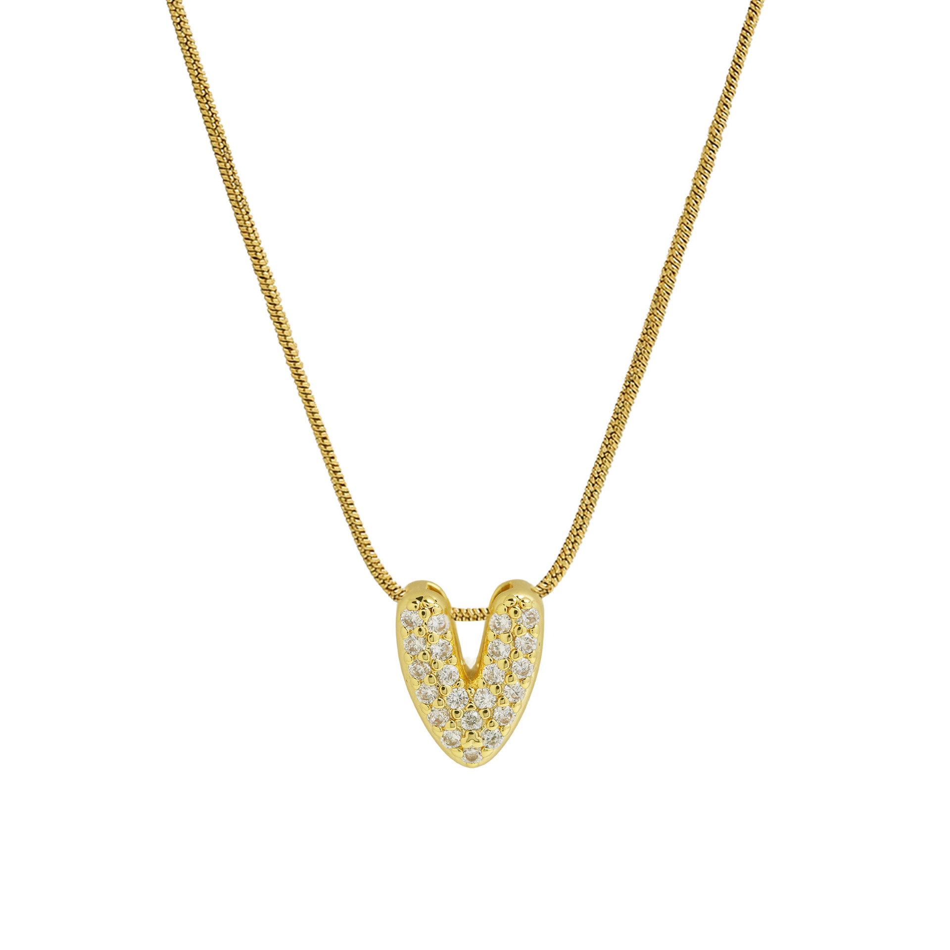 Diamond Bubble Letter Initial Necklace