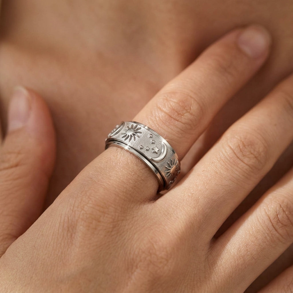 Spinning Anxiety Relief Astrology Sun & Moon Ring