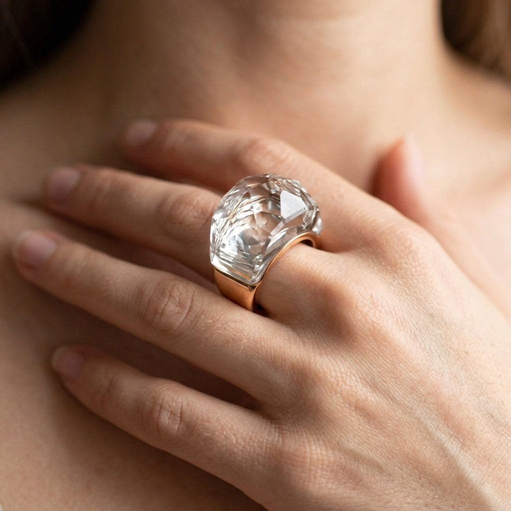 Boho Chunky Crystal Ring