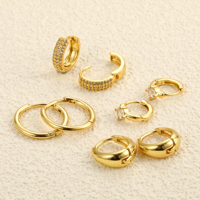 14k 8pc Elegant Huggie Hoop Earrings Set