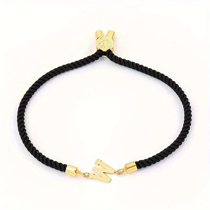 Adjustable Angled Serif Letter Initial Bracelets