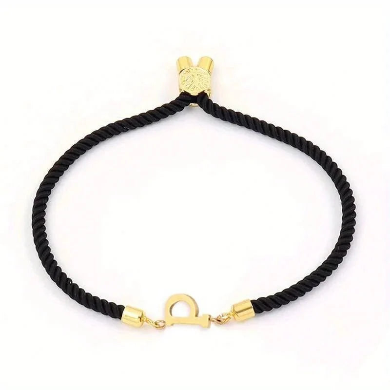 Adjustable Angled Serif Letter Initial Bracelets