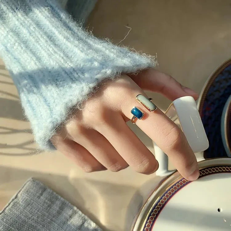 Adjustable Asymmetric Blue Square Rings