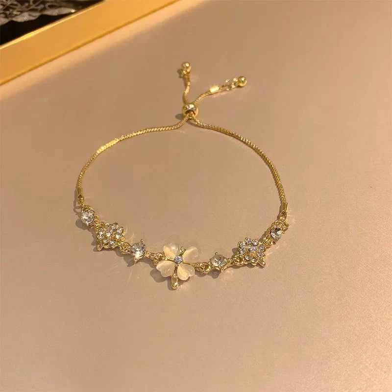 Adjustable Lucky Four Leaf Clover Bracelet