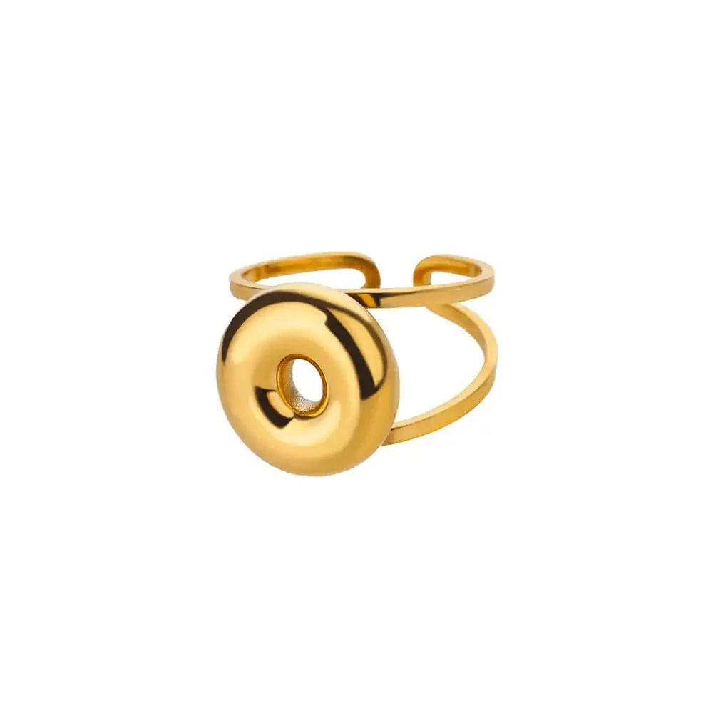 Adjustable Open Band Bubble Letter Initial Ring