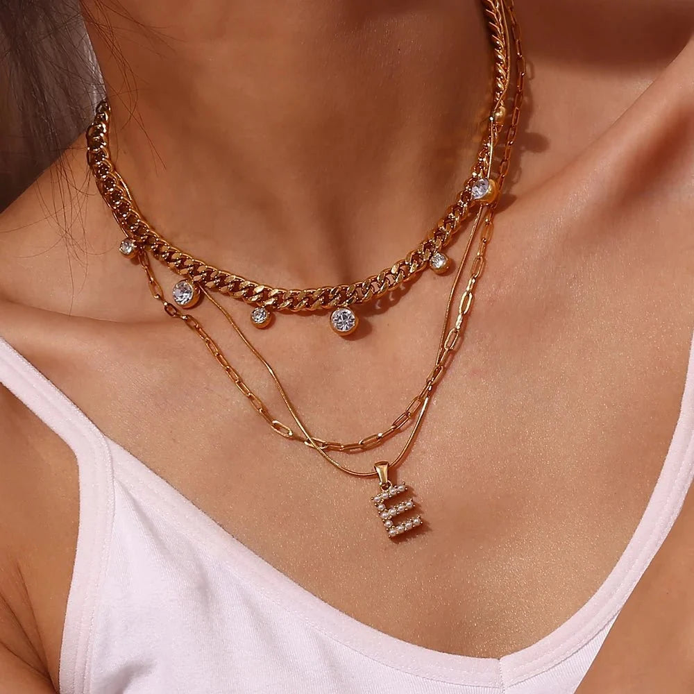 Bold Pearl Letter Initial Necklace