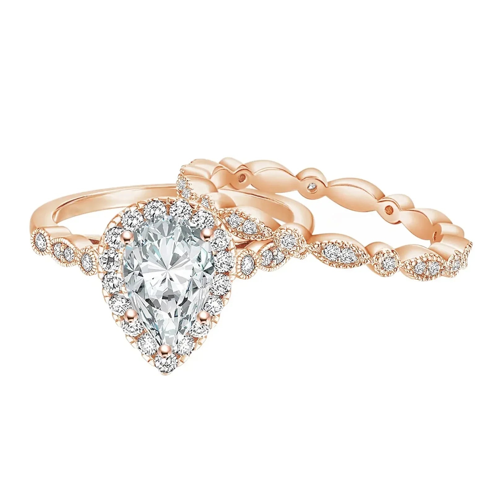 2pc Pear Cut Ring Set