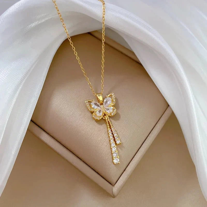 Charming Butterfly Diamond Dazzle Necklace