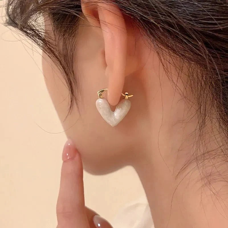 Classy Enamel Heart Earrings