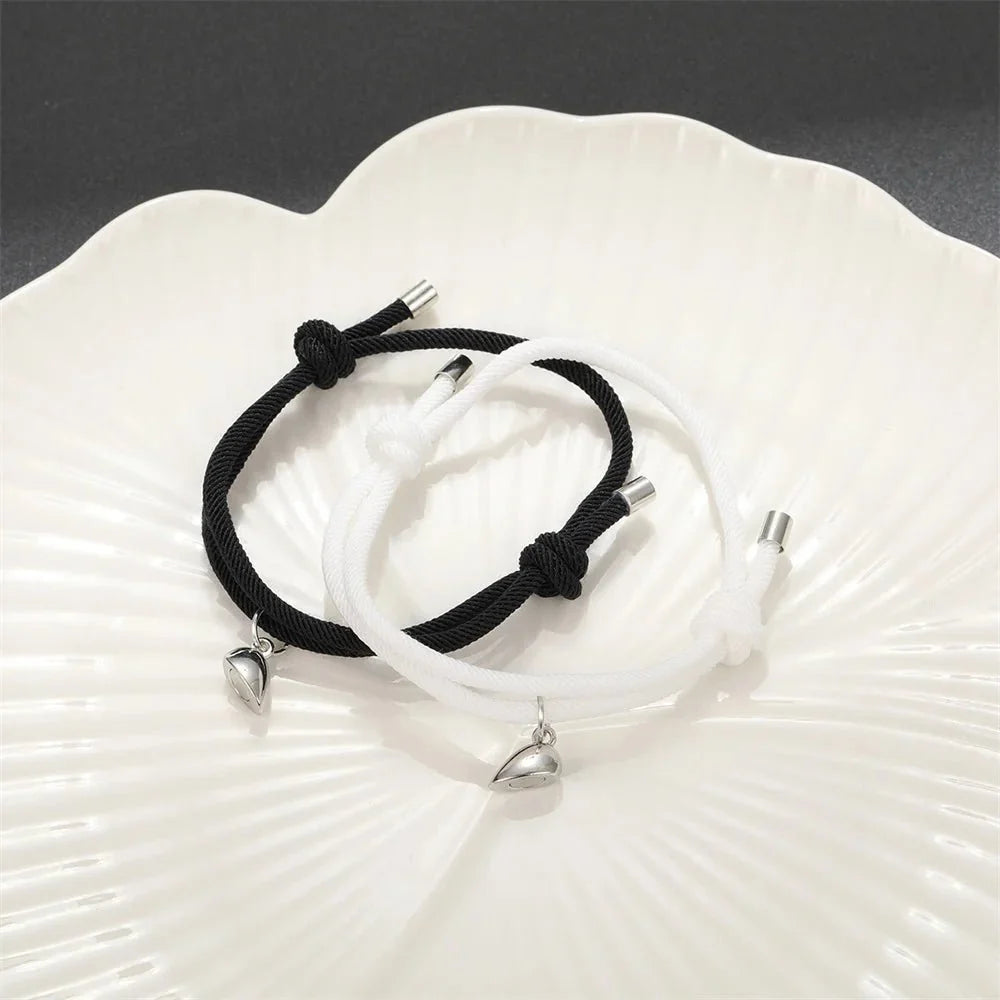 Couples Magnetic Heart Rope Bracelet Set