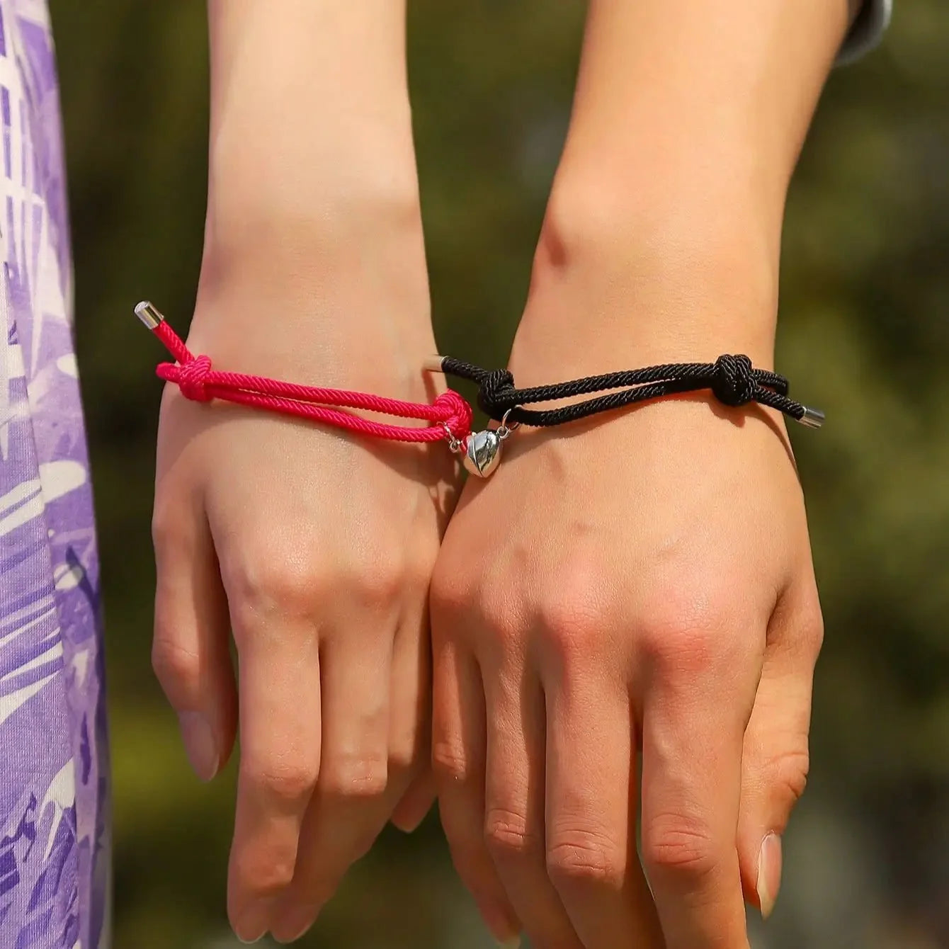 Couples Magnetic Heart Rope Bracelet Set