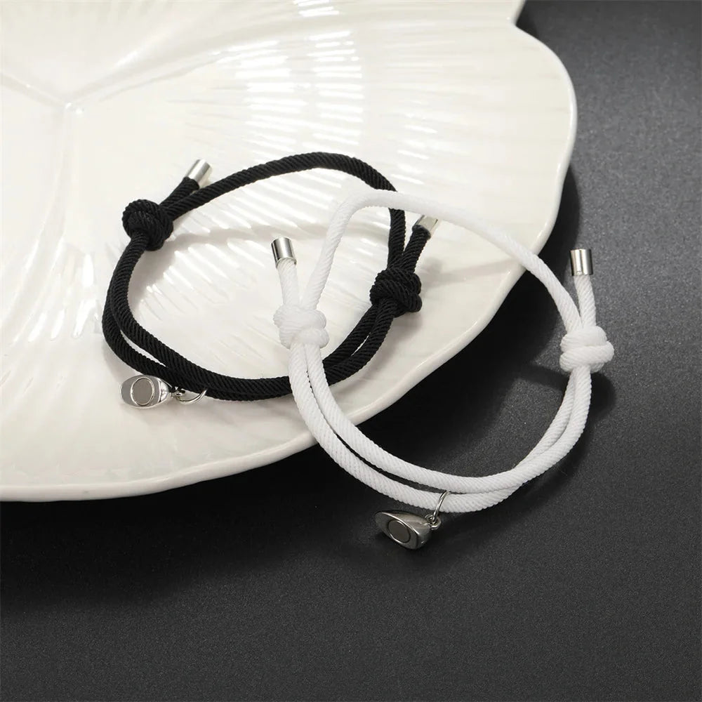 Couples Magnetic Heart Rope Bracelet Set
