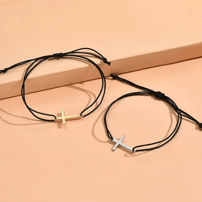 Couples Minimal Cross Bracelets
