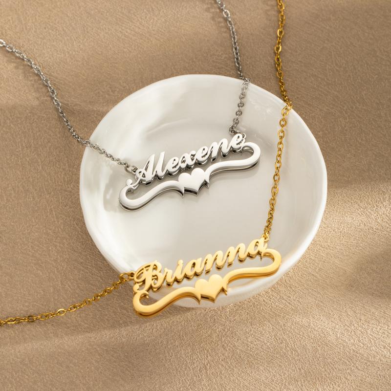 Personalized Name Plate Heart Necklace