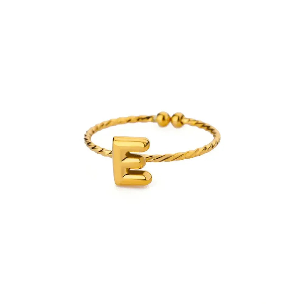 Dainty Adjustable Bubble Letter Initial Ring
