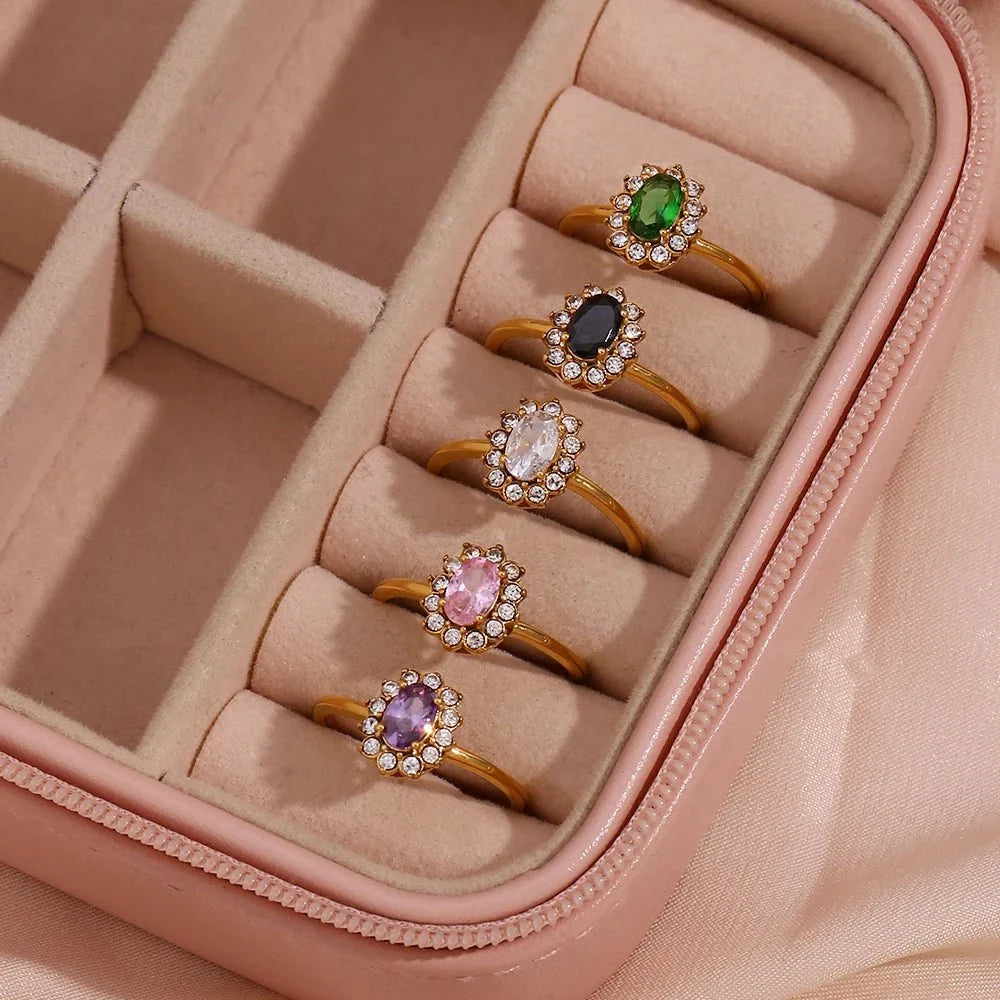 Dainty Adjustable Oval Diamond Rings