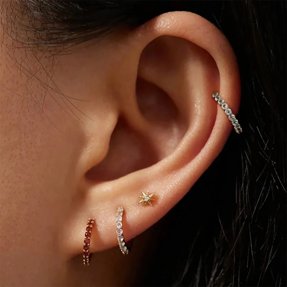 Dainty Birthstone Hoop Huggie Earrings