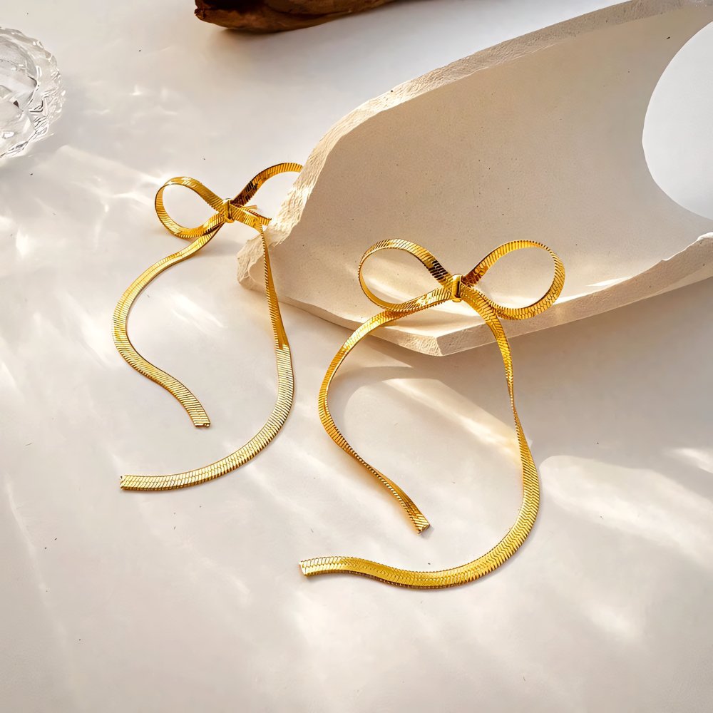 Dainty Bow Tassel Earrings
